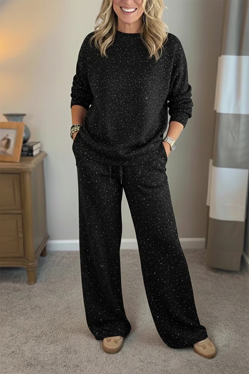 Trendy Christmas Festival Shiny Loose Two-piece Fashion Casual Suit