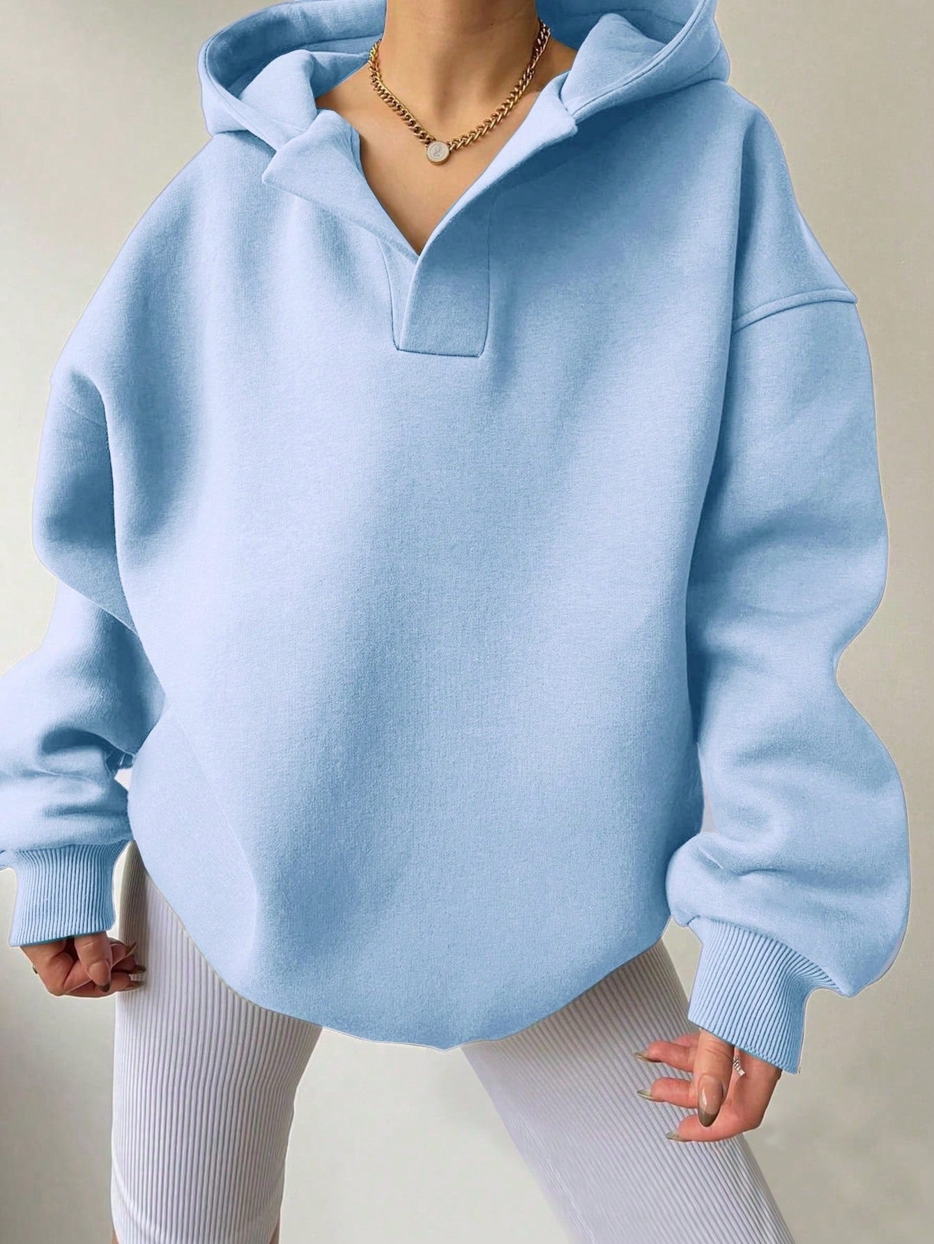 Women's Solid Color Long Sleeve Hooded Loose Women's Sweater, Sweater