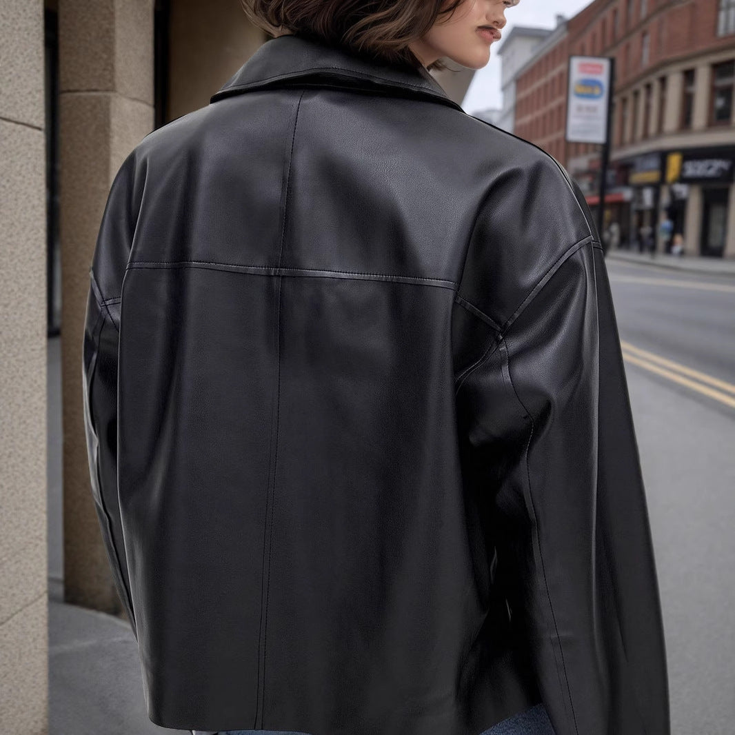 Zipper With Double Pockets Black Cropped Jackets