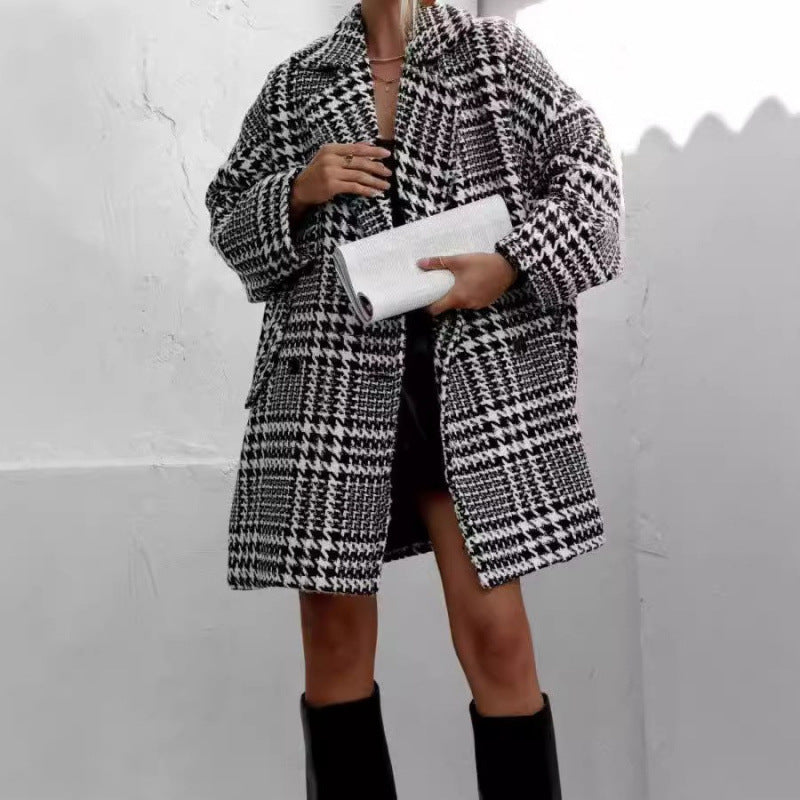 Unique Woolen With Lining Thickened Plaid Coats