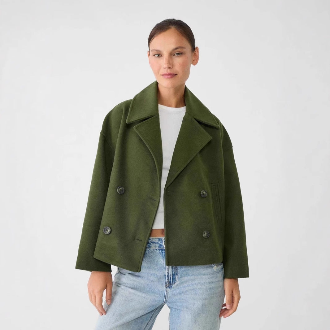 Women's Casual Small Woolen Long Sleeve Lapel Blazers