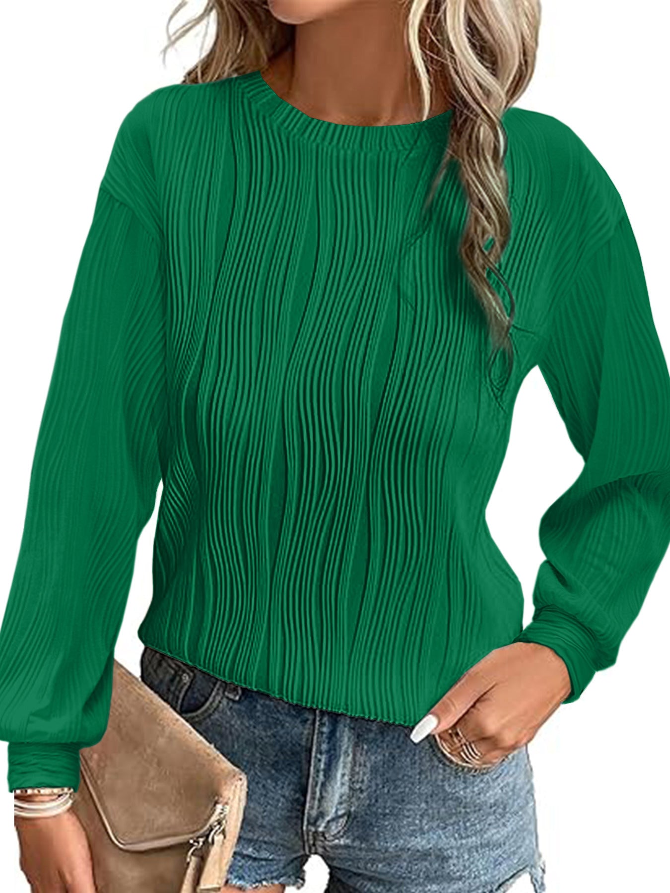 Women's American Style Drop Shoulder Round Neck Women's Sweater, Sweater