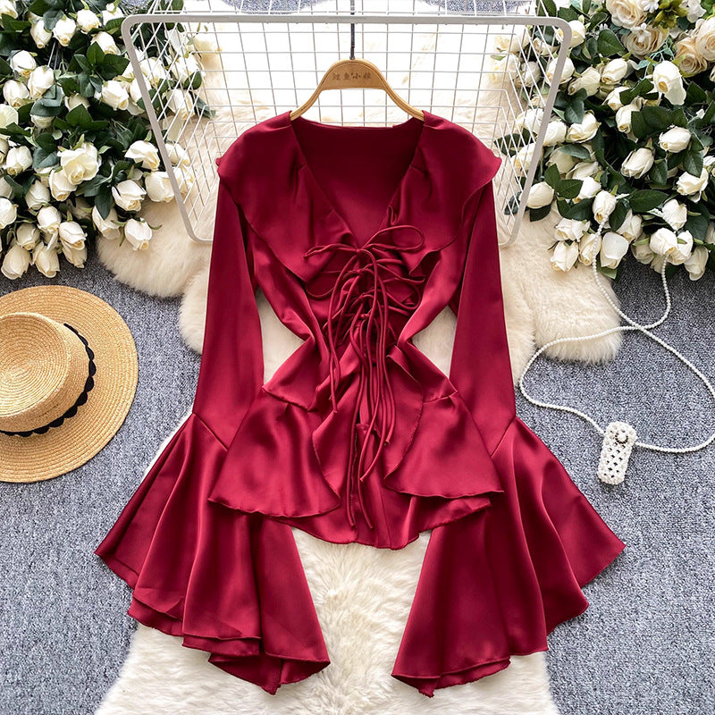 Women's Shirt Autumn Lapel Design High-grade Temperament Adult Blouses