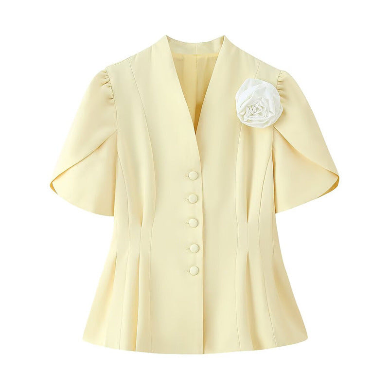 Women's Summer Fashion Elegant Handmade Flowers Waist Blazers