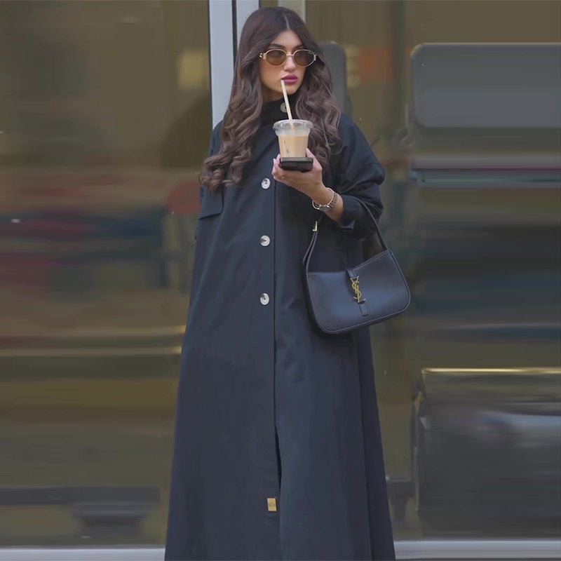 Women's British Retro Style Motorcycle Mid-length Coats