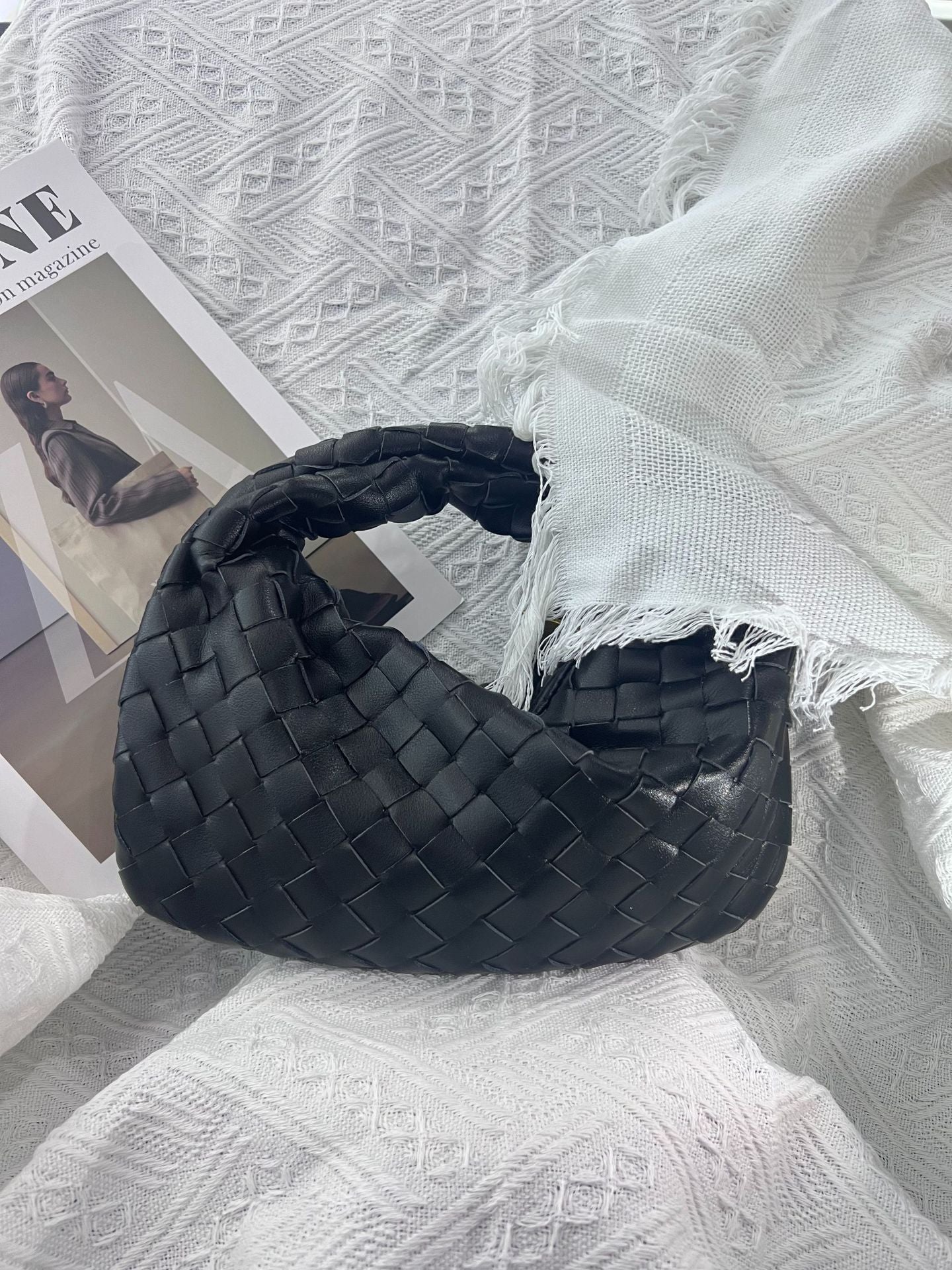 Women's Genuine Leather Woven Cowhide Knotted Handbags