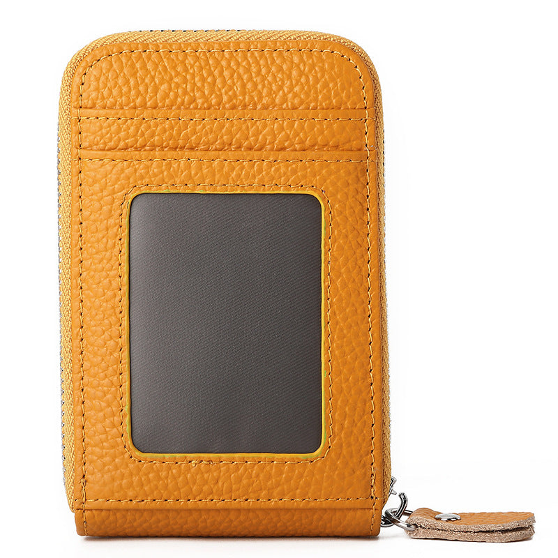 Fashion Solid Color Lychee Pattern Male Card Holder