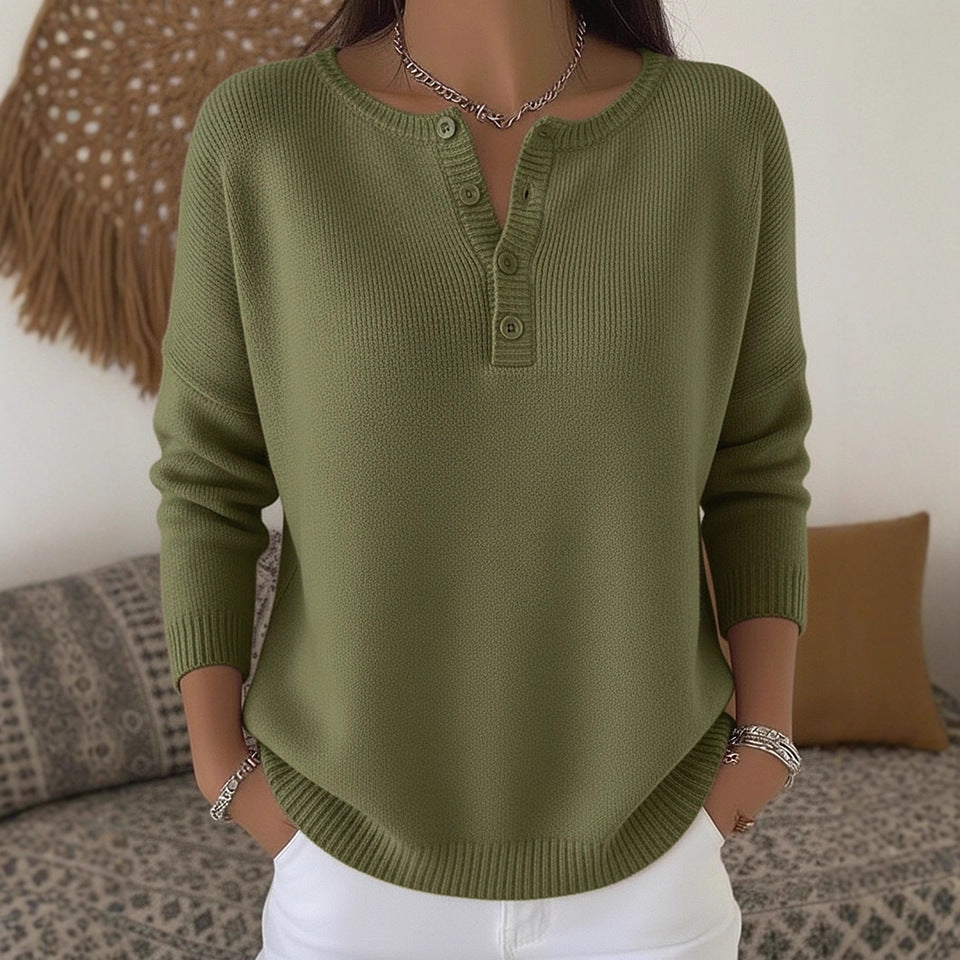 Women's Woolen Button Solid Color Christmas Casual Sweaters