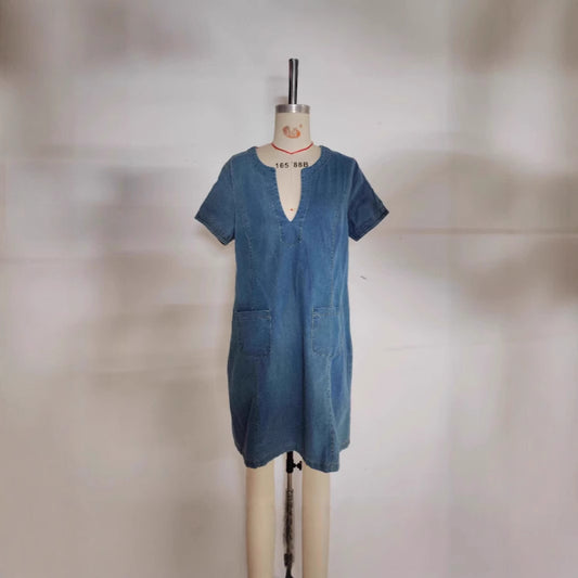 Women's Thin Denim Dress Summer Sleeve Leisure Dresses