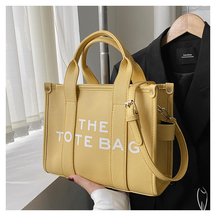 Women's Trendy Solid Color Letter Large Capacity Shoulder Bags