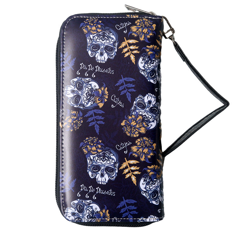 Women's & Men's & Vintage Bat Print Long Large Ladies Wallets