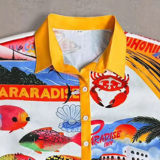 Women's Style Cruise Wear Seaside Tropical Printing Suits
