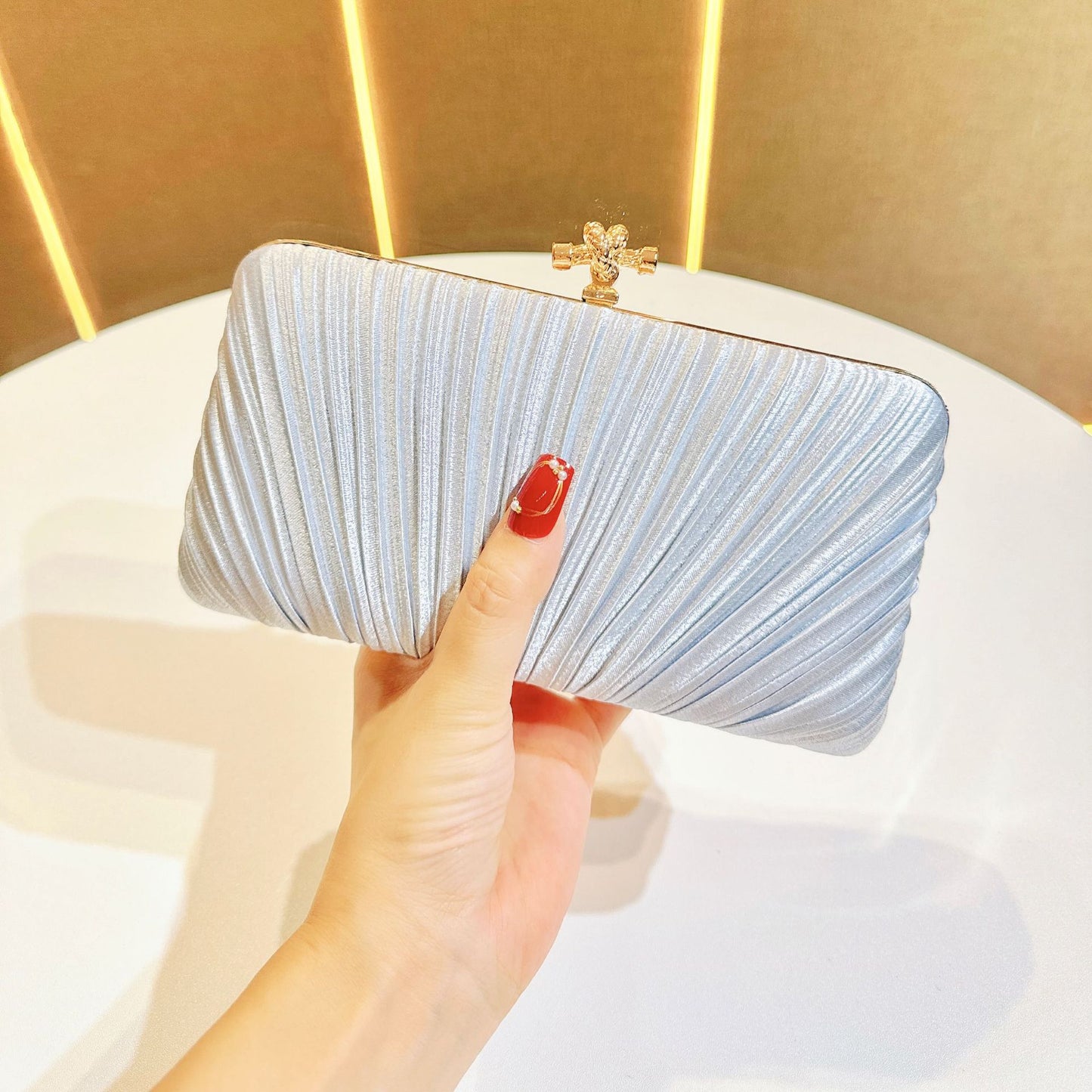 Classy Pretty Pleated Dinner Clutch Cross Evening Bags