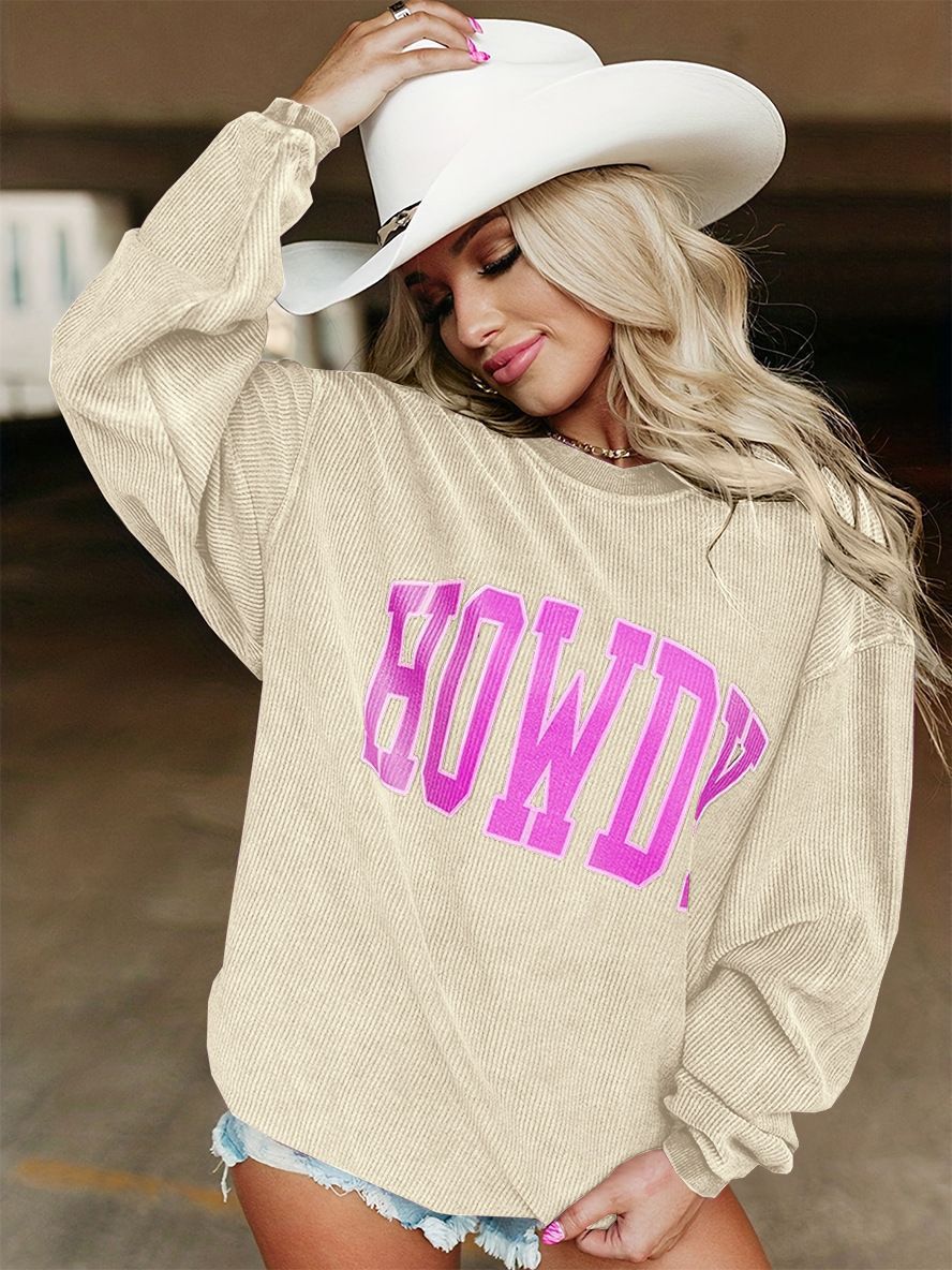Women's Casual Sweatshirt Solid Color Loose Round Neck Pullover Long Women's Sweater, Sweater