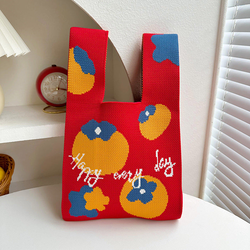 Women's Happy Knitted Fashion Trendy Large Capacity Handbags