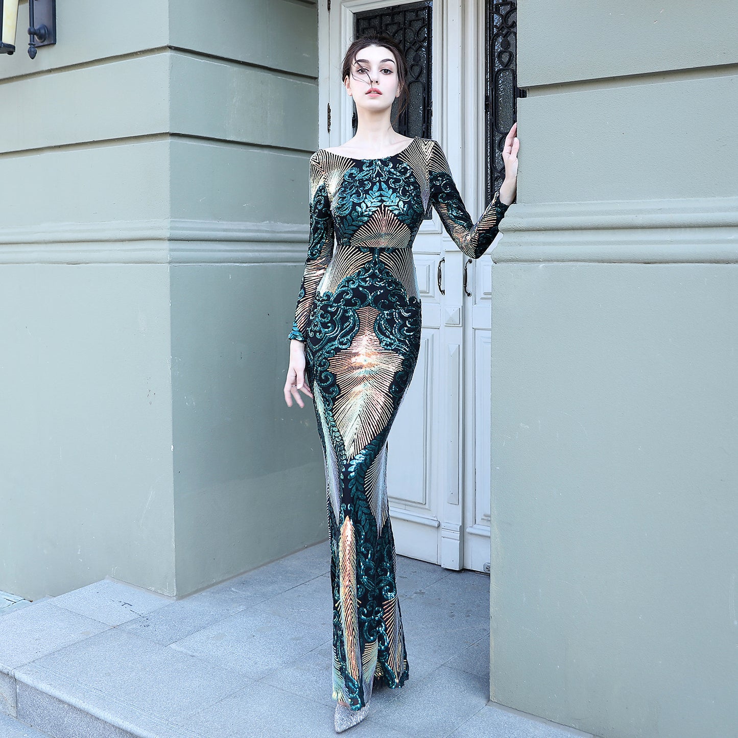 Women's Dress Banquet Temperament Fashion Stitching Mop Dresses