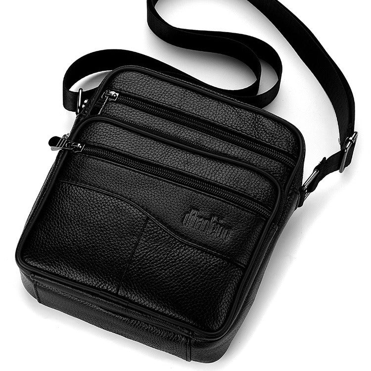 Men's Large Capacity Cowhide Leather Vertical High Men's Messenger Bags