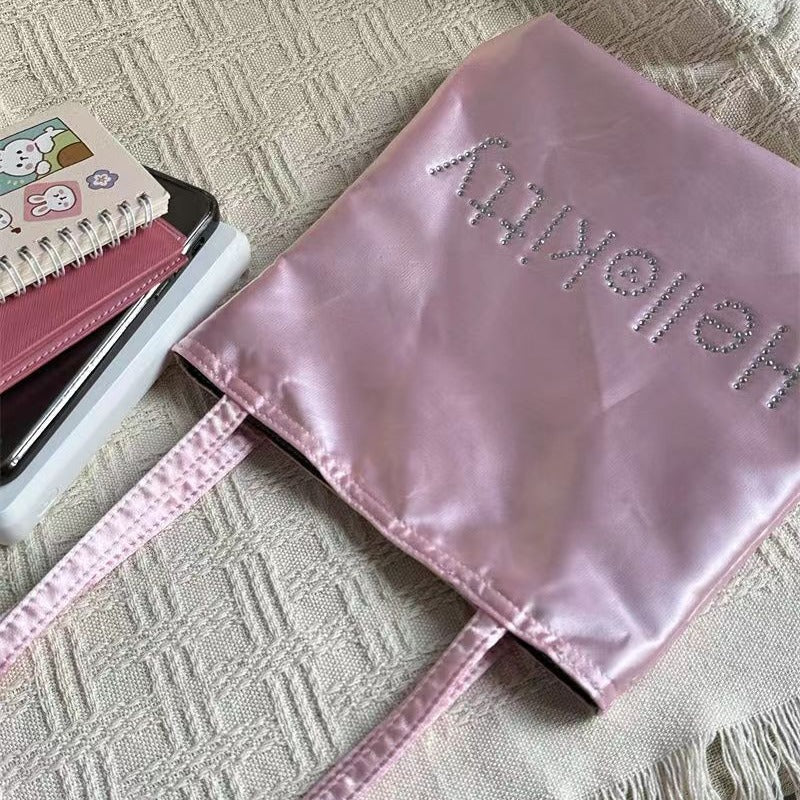 Printed Satin Silk Cute High Sense Tote Bags