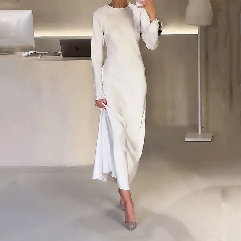 Women's Autumn Solid Color Casual Home Slim Dresses