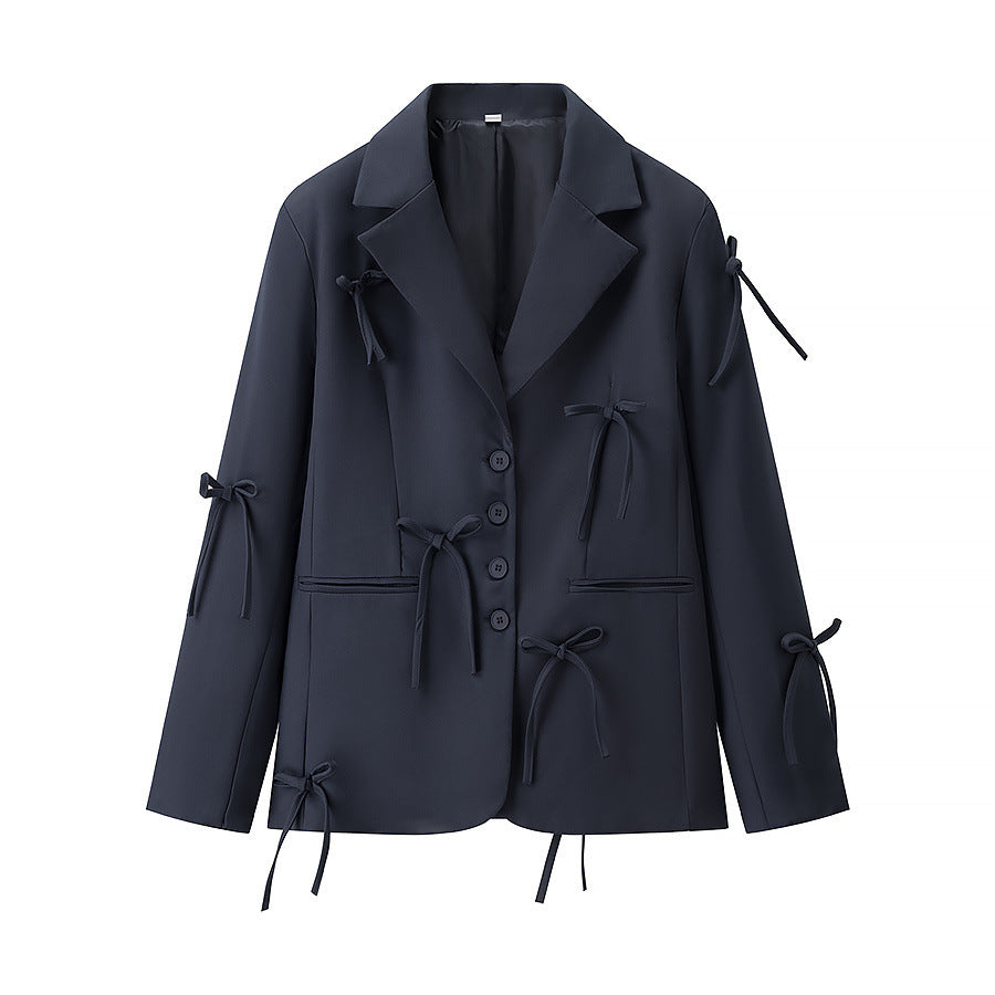 Women's Homemade Western Style Fashion Casual Bow Blazers