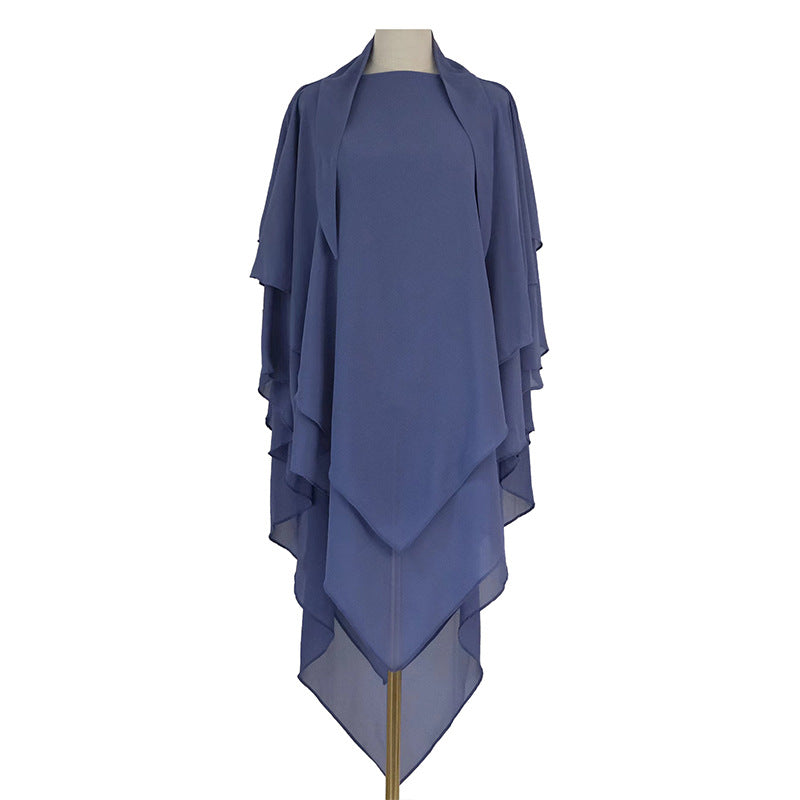 Solid Color Scarf Small Fresh Front Two Layers Dress