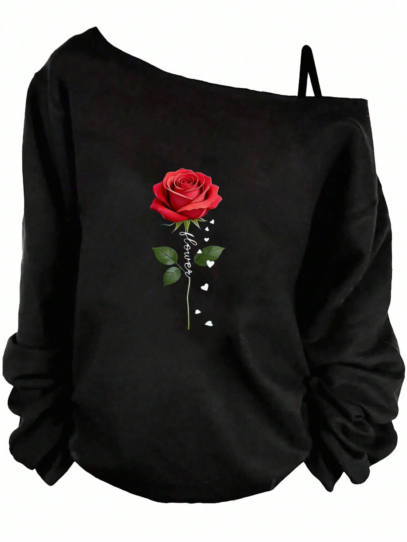 Women's Sling Solid Color Printing Long Sleeve Trendy Women's T-shirt