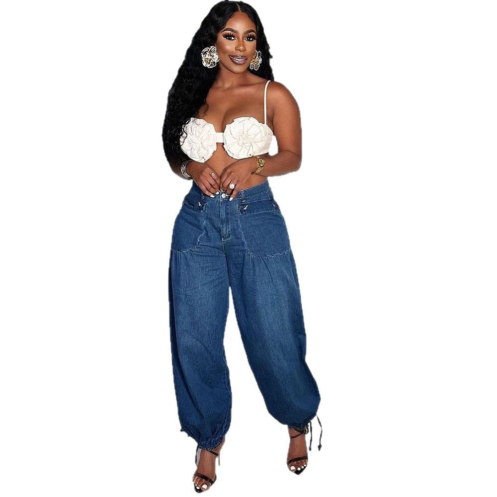 Women's Street Fashion Side Zipper Casual Jeans