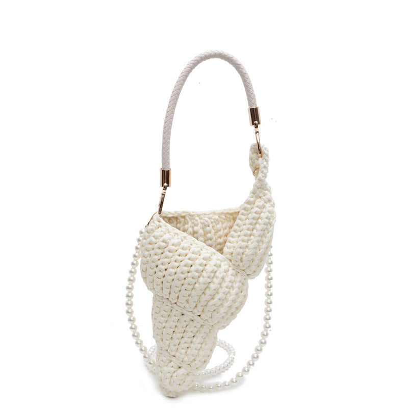 Women's Woven Seaside Conch Shell Strap Handbags