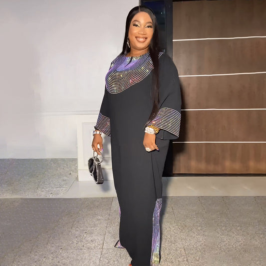 Women's Africa Dress Muslim Hot Drilling Saudi Party Fashion Dresses
