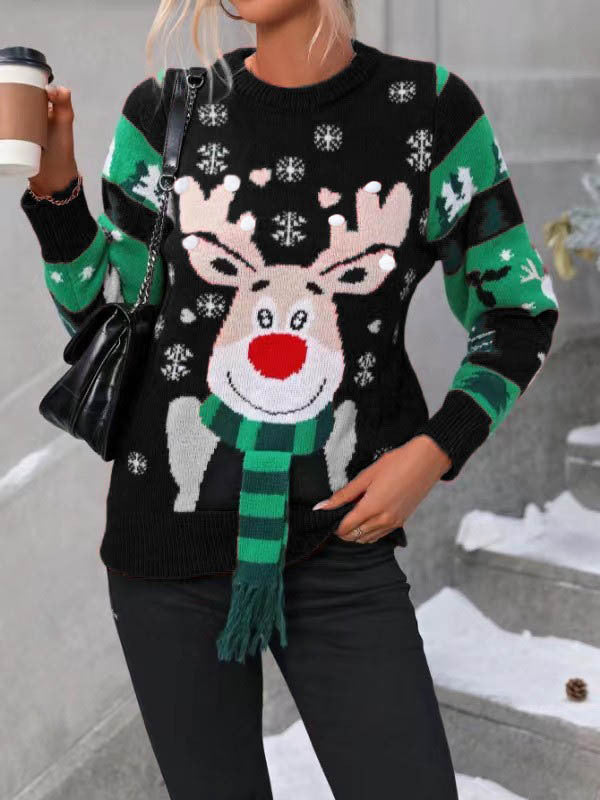 Christmas Elk Scarf Holiday With Lights Sweaters