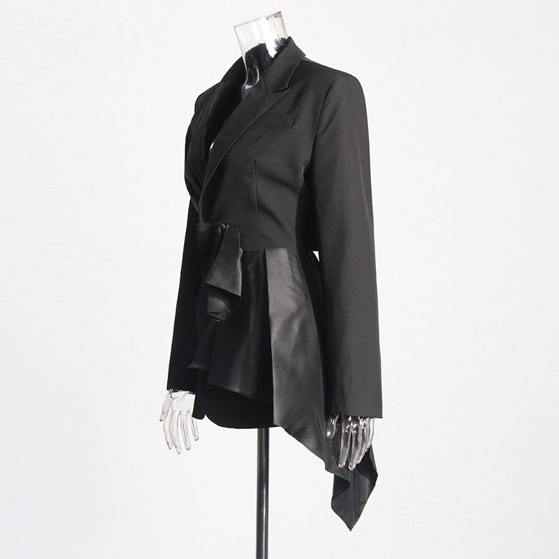 Women's Graceful Bow Autumn Show Waist Design Jackets