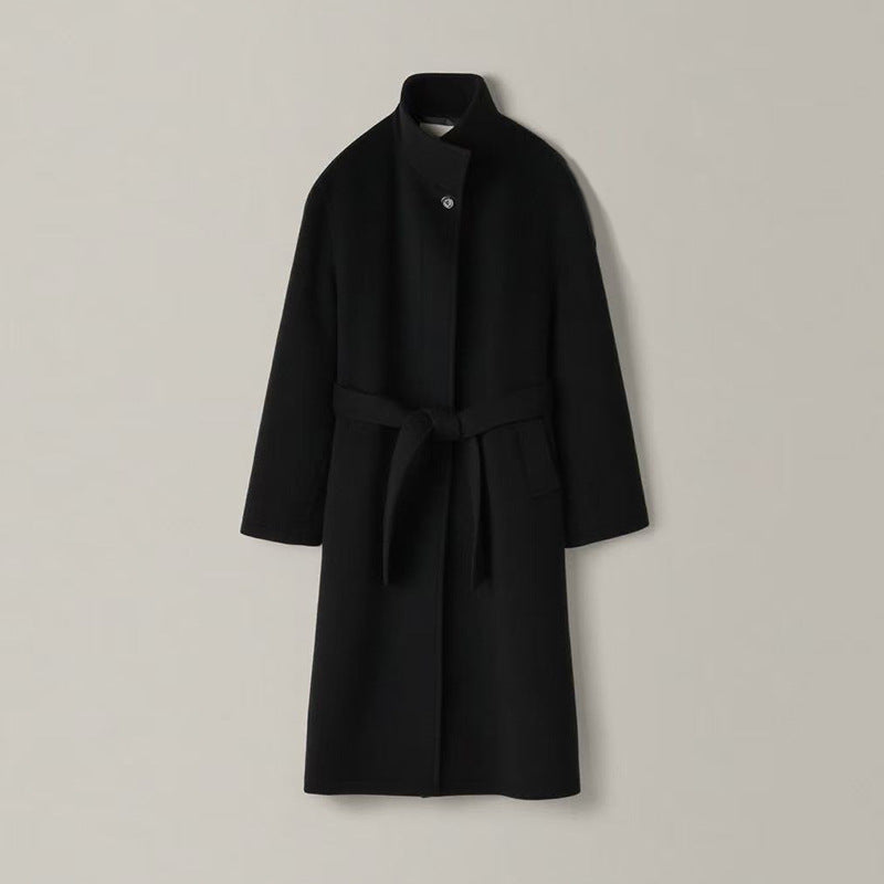 Women's Collar Wool Overcoat Korean Hepburn Profile Coats