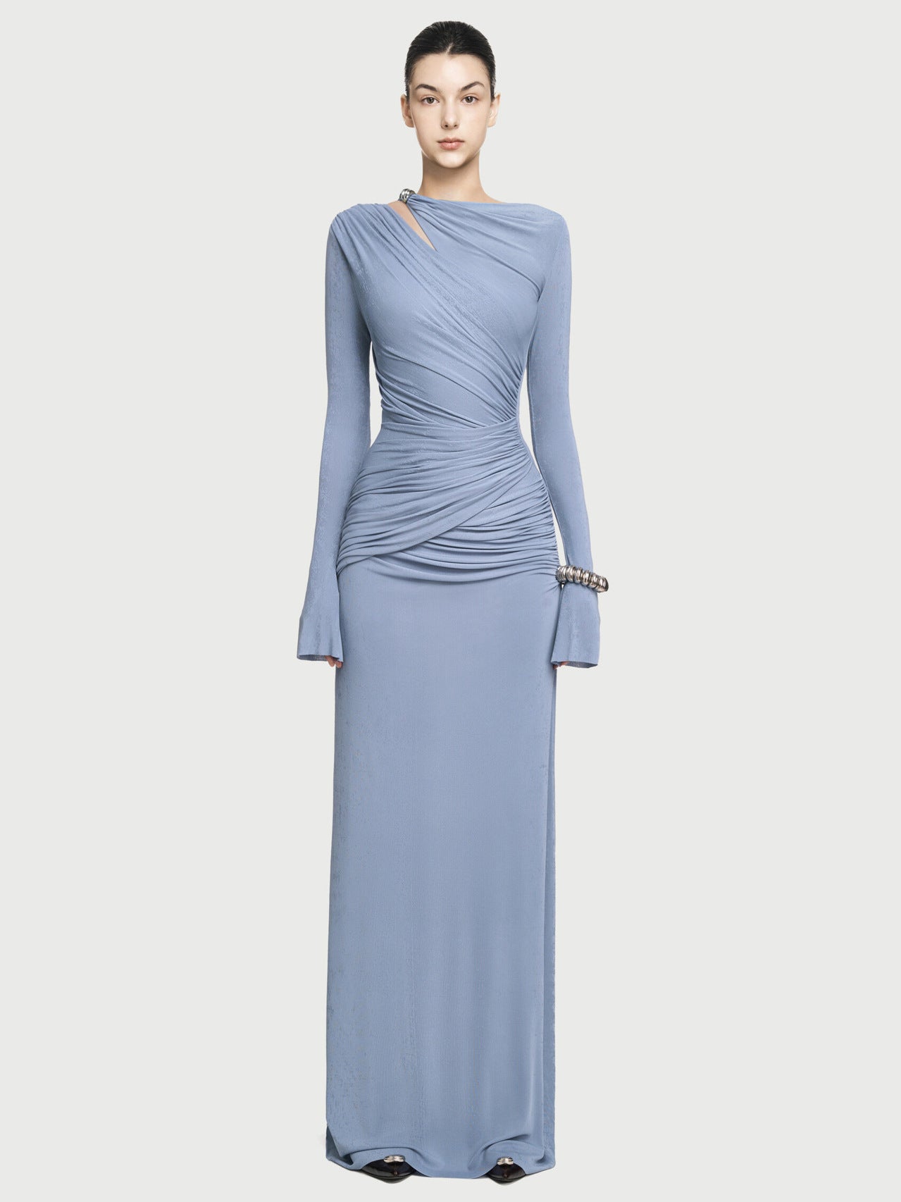 Women's Simple Solid Color Round Neck Long Dresses