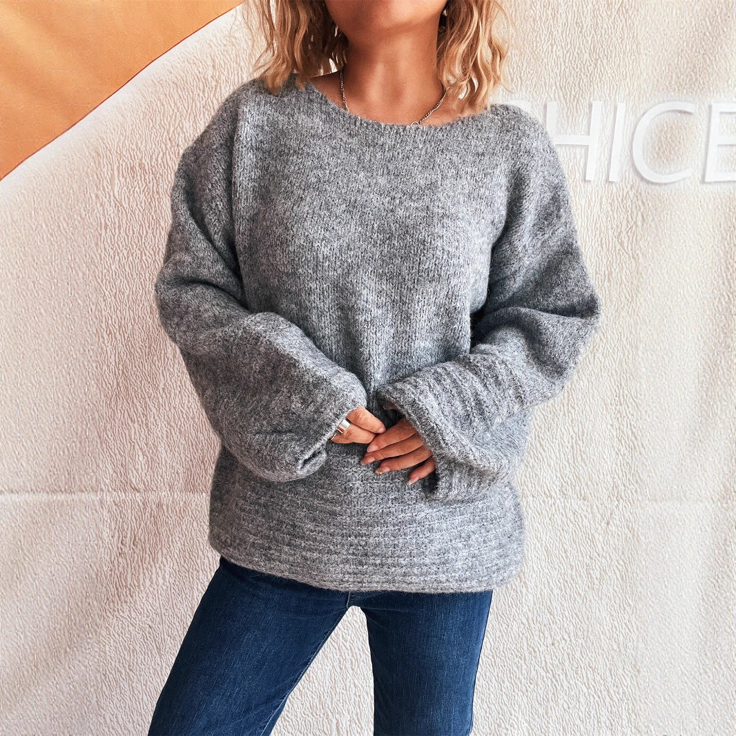 Round Neck Retro Chic Long Sleeve Sweaters