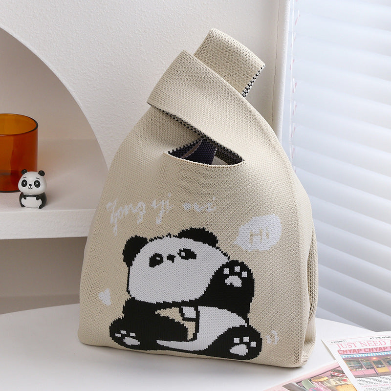 Panda Grandpa Cute Everyday Joker Polyester Handbags