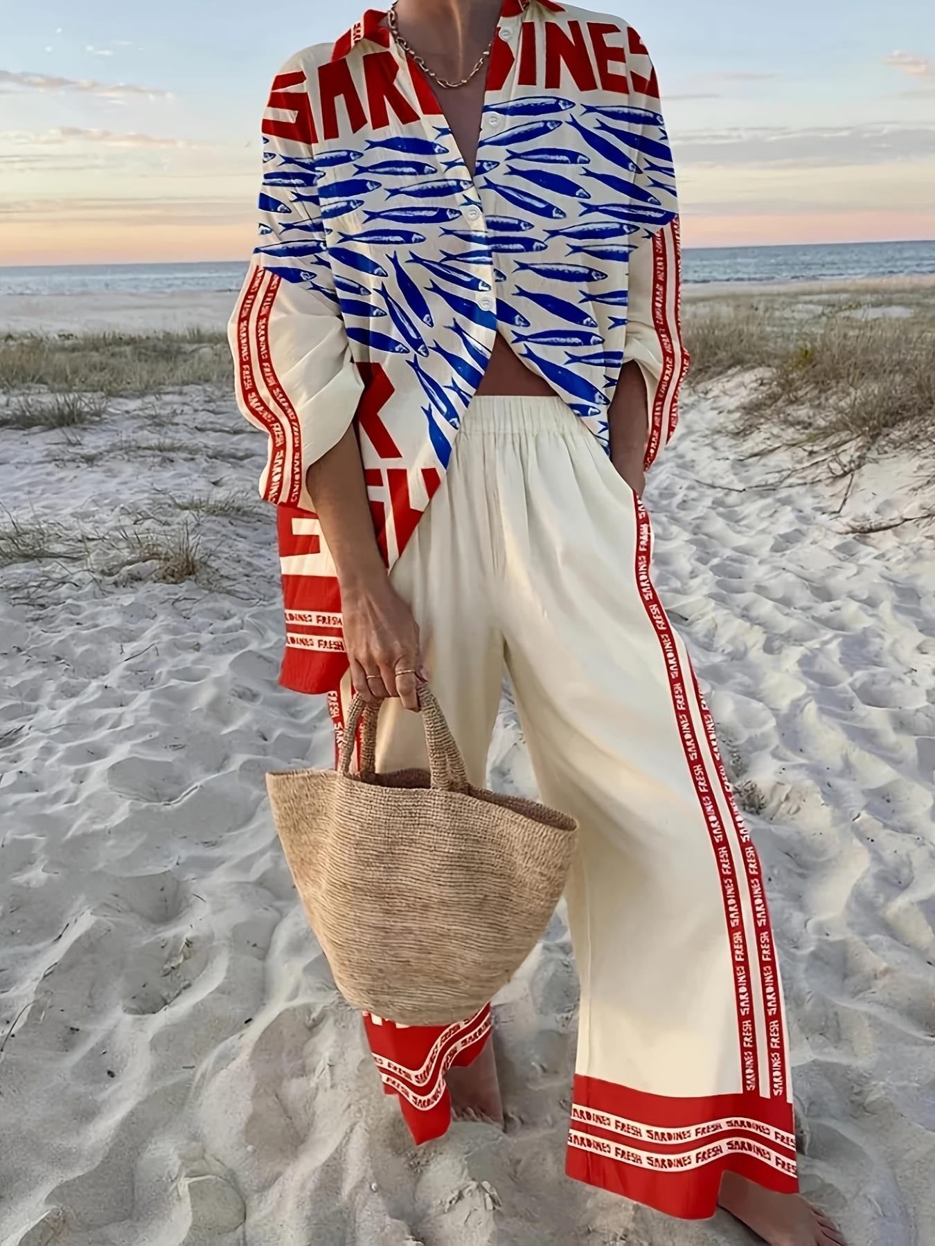 Women's Style Cruise Wear Seaside Tropical Printing Suits