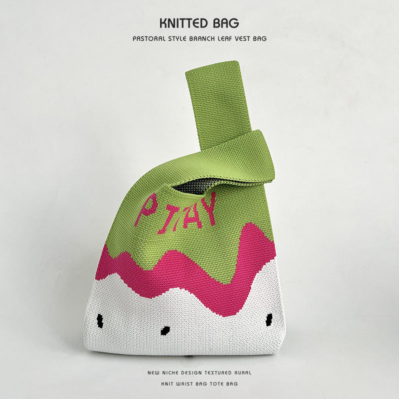 Summer Dopamine Fruit Female Knitted Hand Handbags