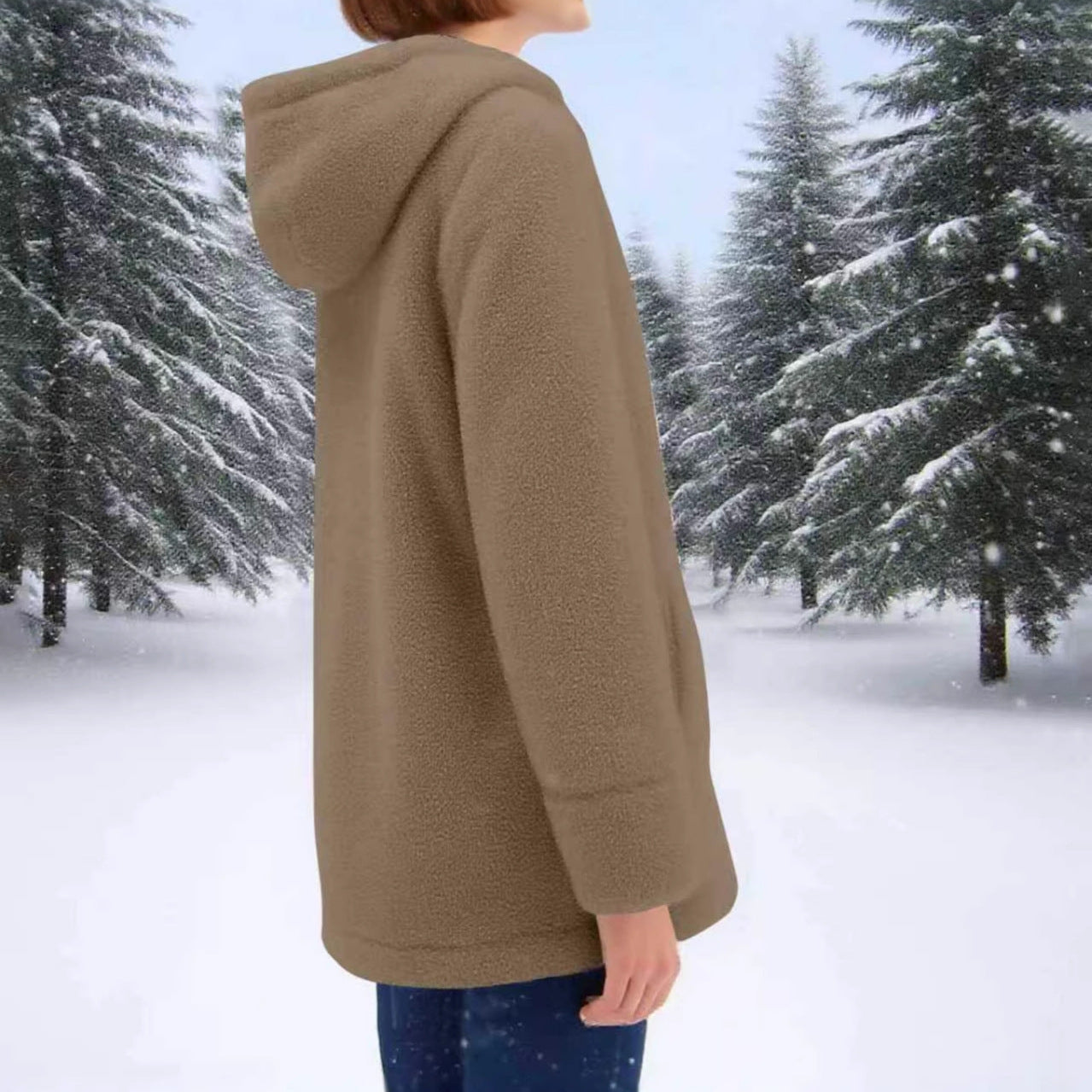 Casual Fashionable Zipper Pocket Lamb Wool Coats