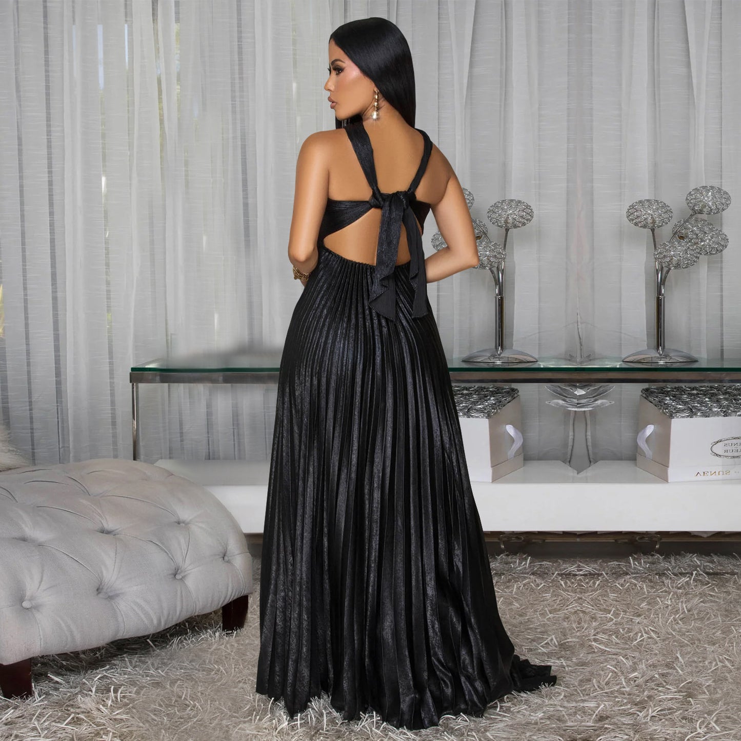 Women's Wear Elegant High-grade Long Gilding Solid Dresses