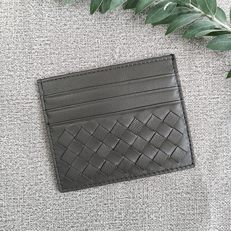 Women's & Men's & Name Sheepskin Woven Lightweight Clamp Card Holder