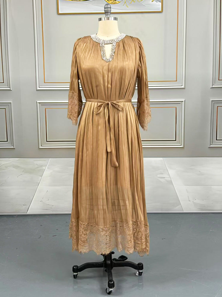 Women's Large Pleated Dress High-grade Lace Summer Dresses