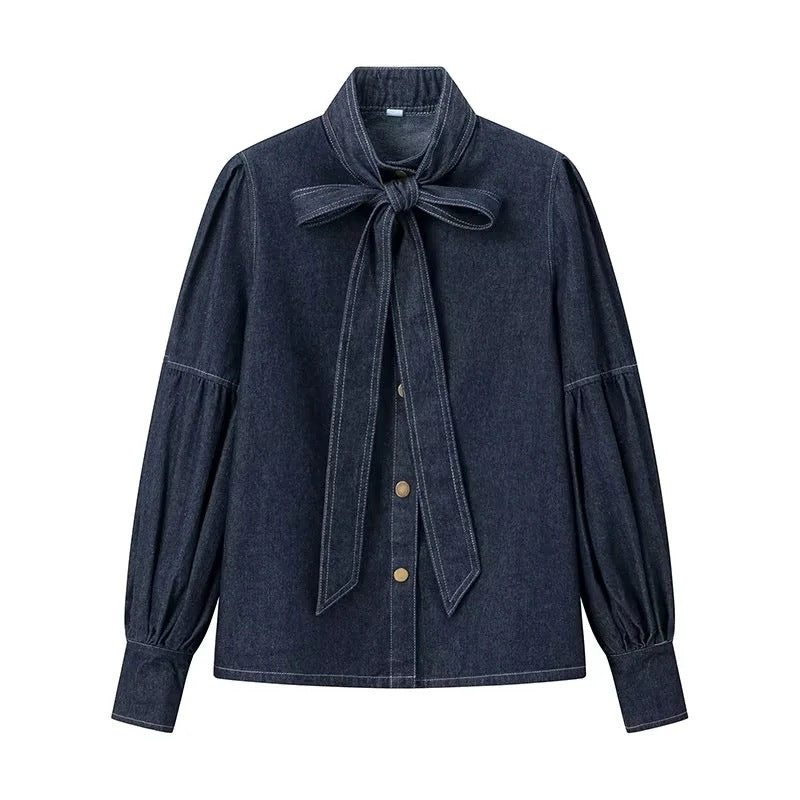 Women's Spring French Style Temperament Commuter Bow Blouses