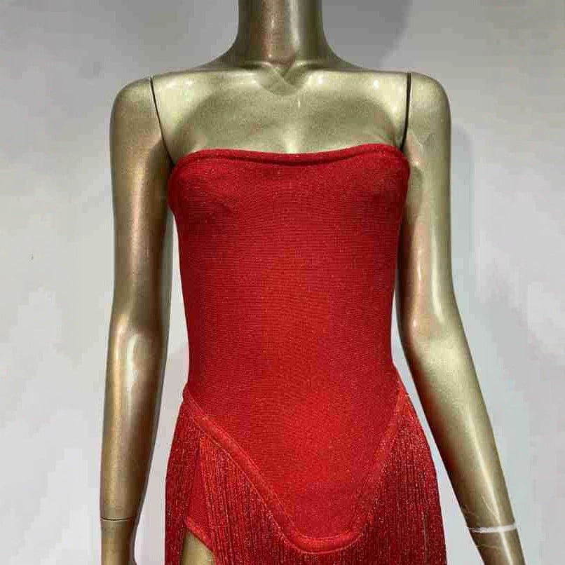 Tube One-piece Tassel Bandage Dress Fashion Tops