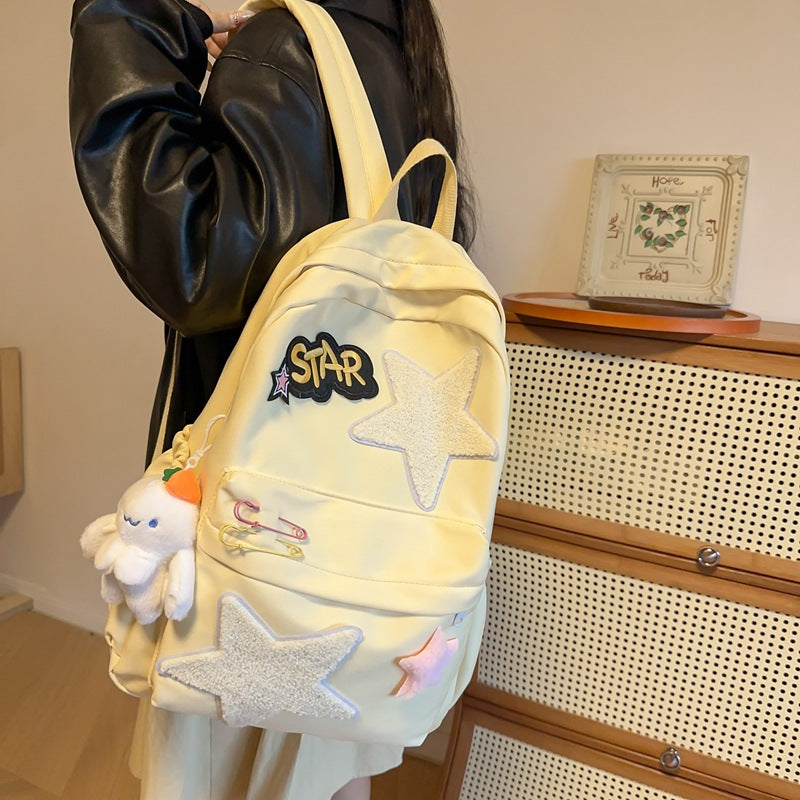 Female Sweet Milky Yellow Campus Contrast Color Cute Middle School Students' Schoolbags