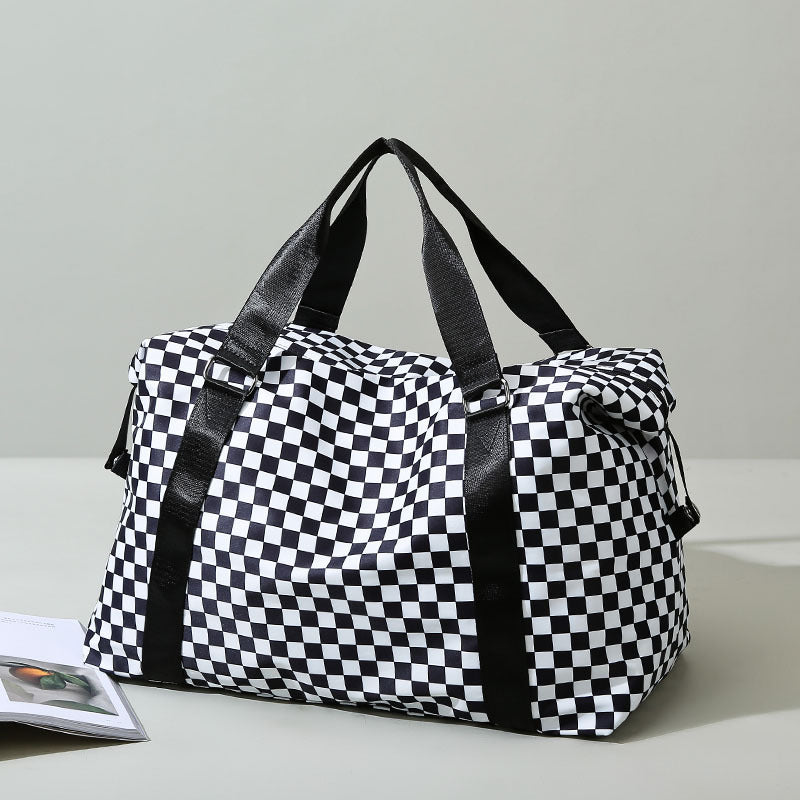 Plaid Portable Dry Wet Separation Large Travel Bags