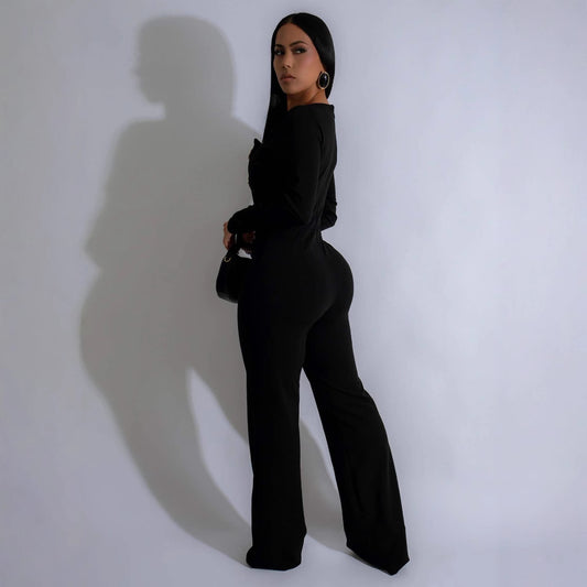 Women's Personalized Line Stitching Large Buttons Long-sleeved Pants