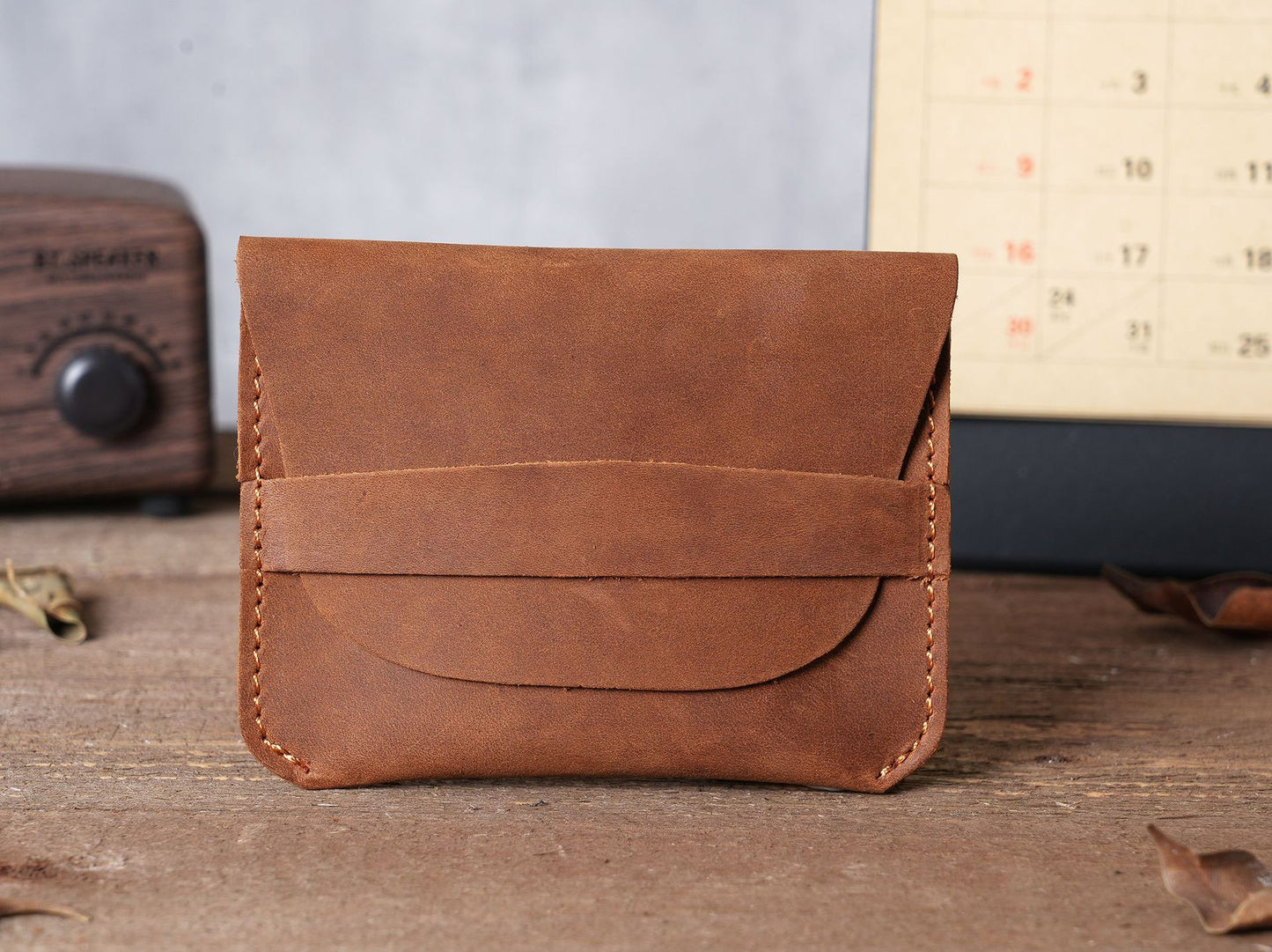 Men's Cattlehide Real Cowhide Crazy Horse Leather Card Holder