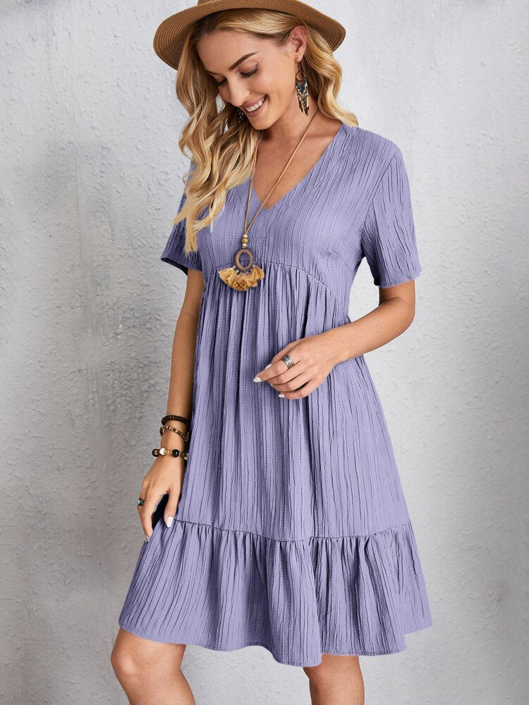 Fashion Hot Summer Solid Color Cake Dress