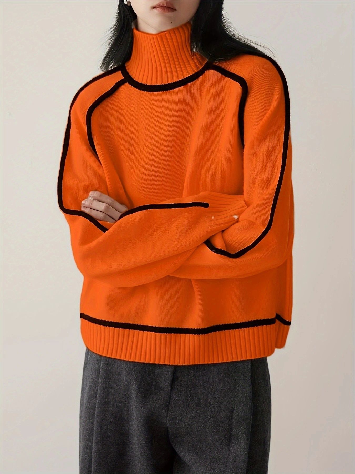Women's European Striped Slimming Casual Loose Pullover Sweaters
