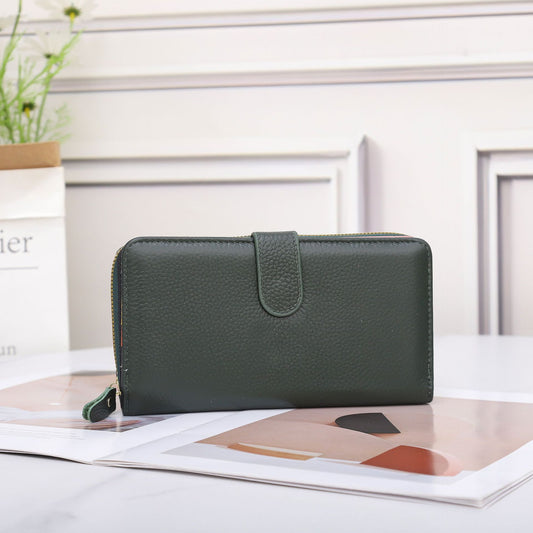 Women's Long Leather First Layer Cowhide Large Ladies Wallets